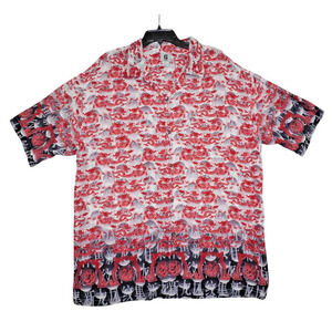 Guess Jeans Red Dragon Print Button-Up Shirt – Size L – Made in Korea